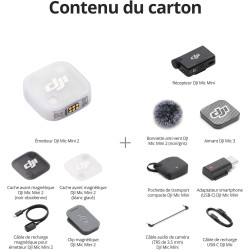 DJI Mic Mini 2 (1 TX + 1 RX Standard), Micro Cravate sans Fil pour iPhone 17/16/15 et Android/Appareil Photo/Tablette/PC, ultral