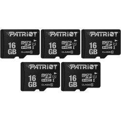 Patriot Memory Carte Mémoire Flash MicroSD LX Serie 16Go - PSF16GMDC105 - Paquet de 5