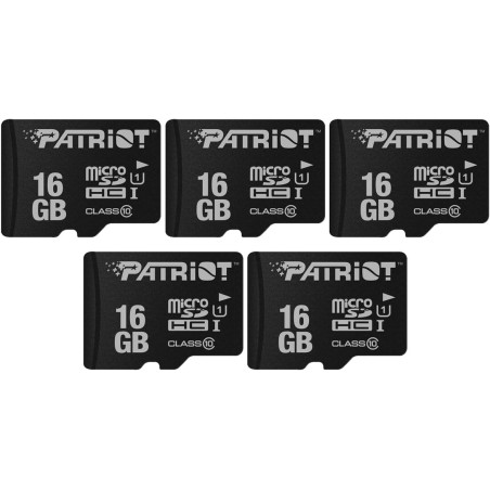 Patriot Memory Carte Mémoire Flash MicroSD LX Serie 16Go - PSF16GMDC105 - Paquet de 5