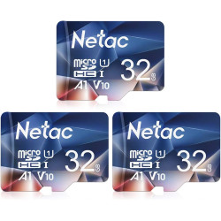 Netac 32G Lot de 3 Cartes mémoire A1, U1, C10, V10, FHD, 600X, UHS-I Vitesse jusqu'à 90/10 Mo/Sec (R/W) Micro SD Card pour télép