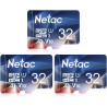 Netac 32G Lot de 3 Cartes mémoire A1, U1, C10, V10, FHD, 600X, UHS-I Vitesse jusqu'à 90/10 Mo/Sec (R/W) Micro SD Card pour télép