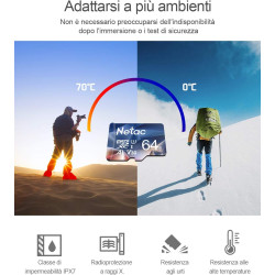 Netac 6 Paquets 64Go Carte Mémoire Micro SDHC A1, U3, UHS-I，C10, V30 Vitesse Jusqu'à 100/30 Mo/Sec (R/W) pour Smartphone, Appare