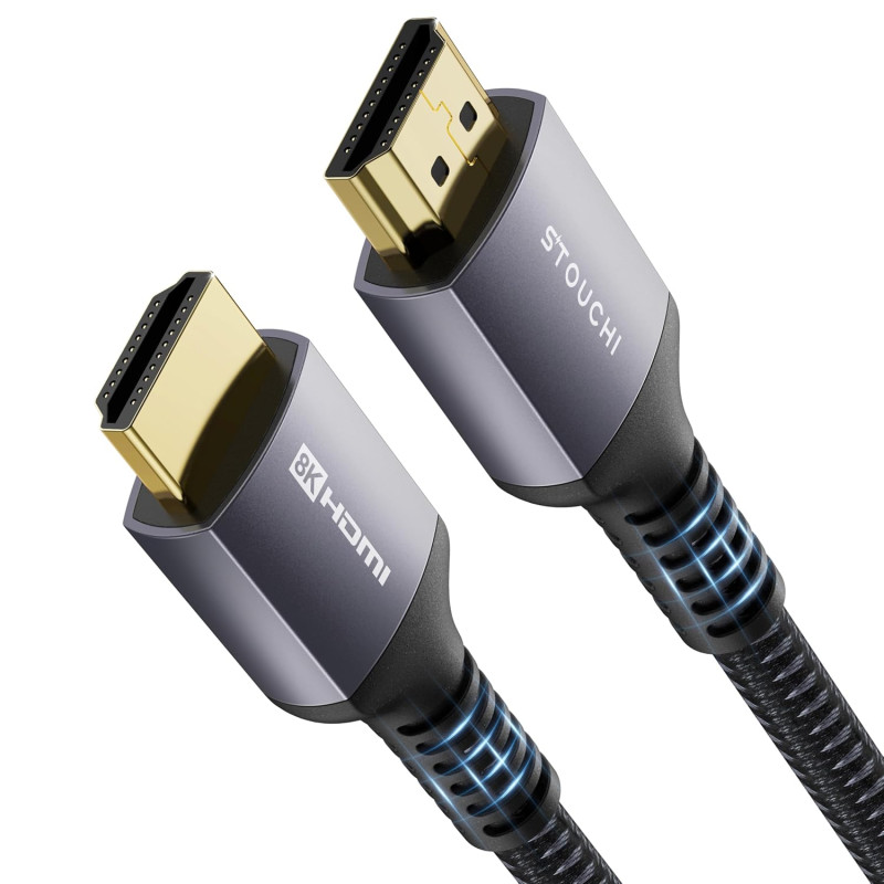 Stouchi Câble HDMI 1.2m,10K 8K Ultra HD 48Gbps Haute Vitesse 8K60Hz 4K120Hz 144Hz RTX 3080 eARC HDR10 4:4:4 HDCP 2.2&2.3 Dolby H