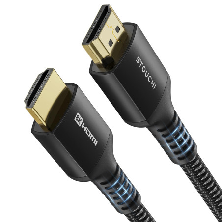Stouchi Câble 1m, 8K Ultra HD 48Gbps Haute Vitesse 8K60 4K120 144Hz RTX 3080 eARC HDR10 4:4:4 HDCP 2.2&2.3 Dolby HDMI 2.1 Compat
