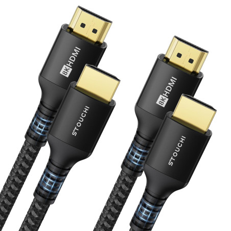 Stouchi Câble HDMI 2.1 1.2m, 8K Ultra HD 48Gbps Haute Vitesse 8K60 4K120 144Hz RTX 3080 eARC HDR10 4:4:4 HDCP 2.2&2.3 Dolby Comp