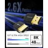 Stouchi Câble Ultra Fin 8K 0,5m, CâbleHyper Fin,Câble HDMI 8K Extrêmement Flexible,Prend en Charge 10K 8K120 4K120 144Hz,eARC HD
