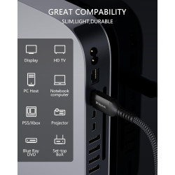 Stouchi Câble 1.2m, 8K Ultra HD 48Gbps Haute Vitesse 8K60 4K120 144Hz RTX 3080 eARC HDR10 4:4:4 HDCP 2.2&2.3 Dolby HDMI 2.1 Comp