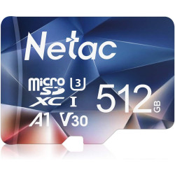 Netac 512 Go Carte mémoire Micro SDXC 100/30 Mo/s pour Switch, Appareil Photo, Smartphone, PS Vita, PS4 Pro, Go Pro (UHS-1 V30 A