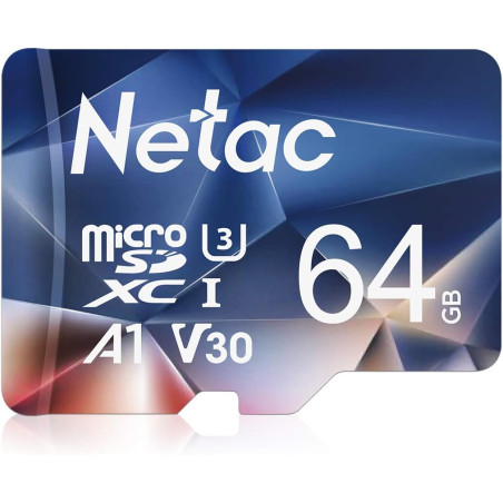 Netac 64GB Carte Mémoire TF Card 100/30MB/s UHS-I C10 U3 A1 V30 High Speed pour Téléphone Mobile Caméra de Surveillance et D'enr