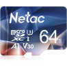 Netac 64GB Carte Mémoire TF Card 100/30MB/s UHS-I C10 U3 A1 V30 High Speed pour Téléphone Mobile Caméra de Surveillance et D'enr