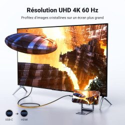 Uvert câble usb c vers hdmi 4k 60hz 18gbps compatible avec macbook m3 m2 m1 ipad air iphone 17 pro max air iphone 16 plus pro ma