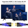 Câble HDMI 8K/60HZ 3m (HDMI 2.1, 48 Gbit/s) Connecteurs Plaqués or Ultra Haut Débit, Retour Audio Ethernet, Compatible avec Blu 