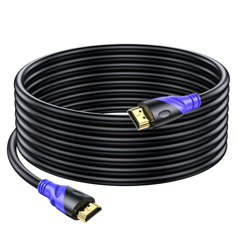 Câble HDMI 4K/60HZ 7m (HDMI 2.0, 18 Gbit/s) Connecteurs Plaqués or Ultra Haut Débit, Retour Audio Ethernet, Compatible avec Blu 