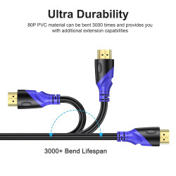 Câble HDMI 4K/60HZ 10m (HDMI 2.0, 18 Gbit/s) Connecteurs Plaqués or Ultra Haut Débit, Retour Audio Ethernet, Compatible avec Blu