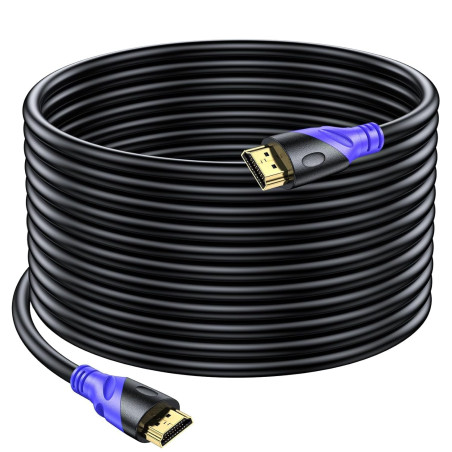 Câble HDMI 4K/60HZ 15m (HDMI 2.0, 18 Gbit/s) Connecteurs Plaqués or Ultra Haut Débit, Retour Audio Ethernet, Compatible avec Blu