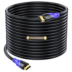 Câble HDMI 4K/60HZ 25m (HDMI 2.0, 18 Gbit/s) Connecteurs Plaqués or Ultra Haut Débit, Retour Audio Ethernet, Compatible avec Blu
