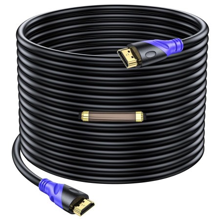 Câble HDMI 4K/60HZ 30m (HDMI 2.0, 18 Gbit/s) Connecteurs Plaqués or Ultra Haut Débit, Retour Audio Ethernet, Compatible avec Blu