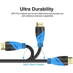 Câble HDMI 4K 50ft (HDMI 2.0, 18 Gbit/s) Connecteurs plaqués or ultra haut débit, retour audio Ethernet, compatible avec Xbox, P