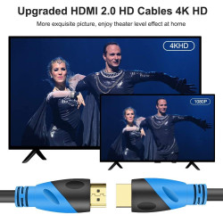 Câble HDMI 4K 50ft (HDMI 2.0, 18 Gbit/s) Connecteurs plaqués or ultra haut débit, retour audio Ethernet, compatible avec Xbox, P