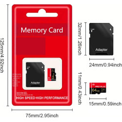 Lot de 3 Cartes mémoire 64 Go avec Adaptateur, Carte mémoire Haute Vitesse, UHS-I C10 A1, Carte mémoire TF pour Tablette/télépho