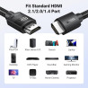 Uvert 10k 8k 60hz câble hdmi 2.1 certifié 4k 240hz uhd haute vitesse 48gbps 3d earc hdr 10+ vrr hdcp 2.3 dolby vision compatible
