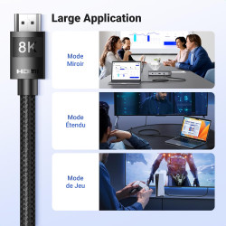 Uvert 10k 8k 60hz câble hdmi 2.1 certifié 4k 240hz uhd haute vitesse 48gbps 3d earc hdr 10+ vrr hdcp 2.3 dolby vision compatible
