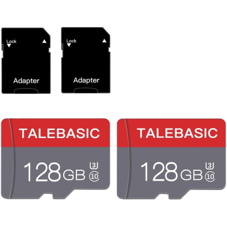 Carte mémoire 128GB Micro Memory Card Classe 10 avec Adaptateur SD - Carte TF Haute Vitesse pour Tablette/téléphone Mobile/Appar