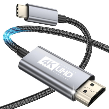Câble USB Type C vers HDMI 2M, Câble Ultra Haut Débit 4K UHD (Compatible Thunderbolt 4/3) Pour MacBook Pro/Air, i-Pad Pro, Galax