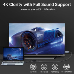 Câble USB C vers HDMI, Type C vers HDMI Câble Ultra Haut Débit 4K UHD (Compatible Thunderbolt 4/3) Compatible avec MacBook Pro/A