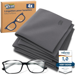 Chiffon Microfibre pour Lunettes et écrans – Gris 4 pièces 20 x 20 cm Extra Doux, nettoyant Lunettes de Vue Lunettes, Appareil P