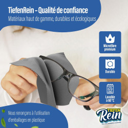 Chiffon Microfibre pour Lunettes et écrans – Gris 4 pièces 20 x 20 cm Extra Doux, nettoyant Lunettes de Vue Lunettes, Appareil P