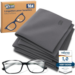 Chiffon Microfibre pour Lunettes et écrans – Gris 16 pièces 20 x 20 cm Extra Doux, nettoyant Lunettes de Vue Lunettes, Appareil 