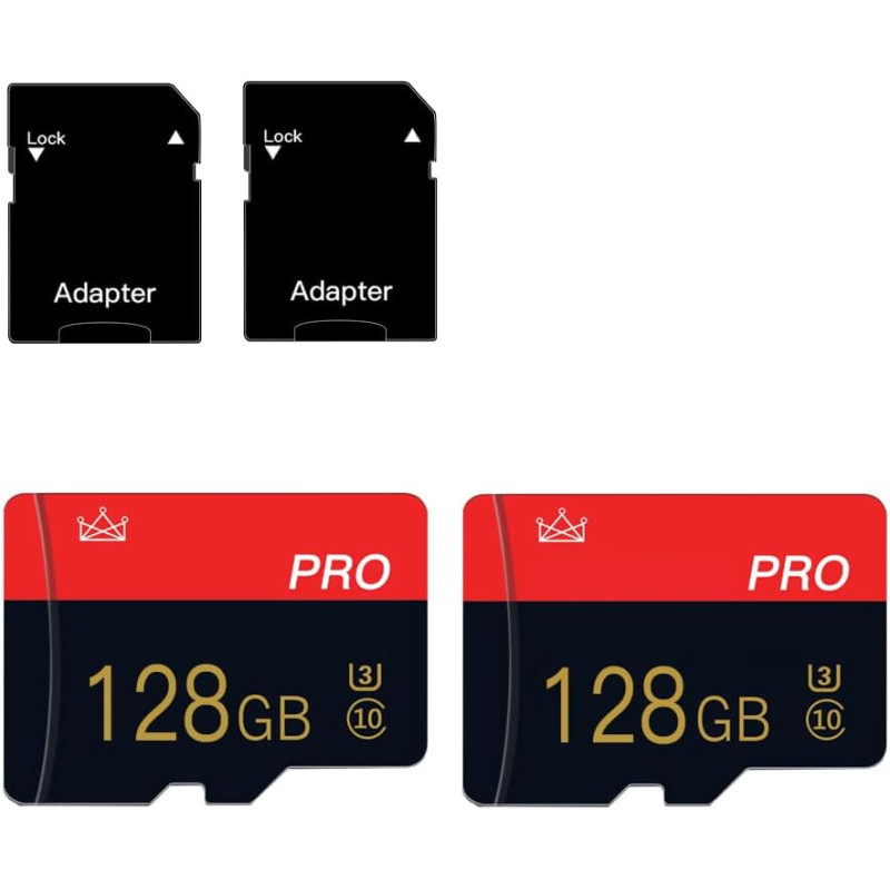 Carte mémoire 128GB Micro Memory Card Classe 10 avec Adaptateur SD - Carte TF Haute Vitesse pour Tablette/téléphone Mobile/Appar
