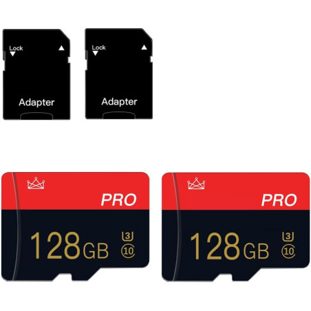 Carte mémoire 128GB Micro Memory Card Classe 10 avec Adaptateur SD - Carte TF Haute Vitesse pour Tablette/téléphone Mobile/Appar