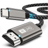 Cable USB C vers HDMI 2M, Câble Type C vers HDMI 4K, Thunderbolt 4/3 vers HDMI Compatible pour MacBook Pro 2023/Air 2022, iMac, 