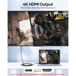 Cable USB C vers HDMI 2M, Câble Type C vers HDMI 4K, Thunderbolt 4/3 vers HDMI Compatible pour MacBook Pro 2023/Air 2022, iMac, 