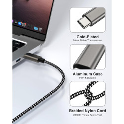 Cable USB C vers HDMI 2M, Câble Type C vers HDMI 4K, Thunderbolt 4/3 vers HDMI Compatible pour MacBook Pro 2023/Air 2022, iMac, 
