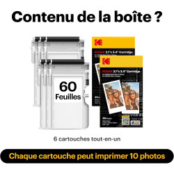 KODAK ICRG260 – Cartouche photo 4PASS avec papier 60 tirages 5,3x8,6 cm, Compatible Mini Shot 2, Mini Shot 2 Retro, Mini 2, Mini