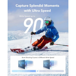 Lexar argent carte sd 64go, uhs-i carte sdxc jusqu'à 205 mo/s en lecture, 90 mo/s en écriture, v30, 4k uhd video, u3, classe 10,