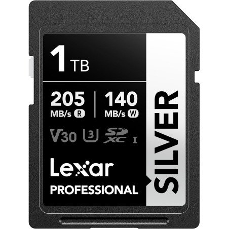 Lexar argent carte sd 1to, uhs-i carte sdxc jusqu'à 205 mo/s en lecture, 140 mo/s en écriture, v30, 4k uhd video, u3, classe 10,