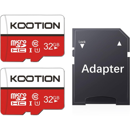 KOOTION Carte Micro SD 32 Go Lot de 2 Carte Mémoire UHS-I Vitesse jusqu'à 85 m/s,TF Micro SDHC, T-Flash Classe 10, U1 pour Drone