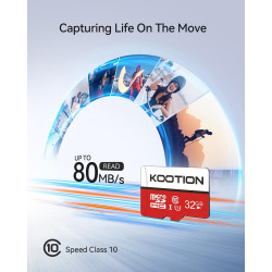 KOOTION Carte Micro SD 32 Go Lot de 2 Carte Mémoire UHS-I Vitesse jusqu'à 85 m/s,TF Micro SDHC, T-Flash Classe 10, U1 pour Drone
