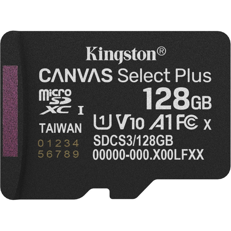 Kingston Canvas Select Plus Carte mémoire microSD 128GB micSDXC Gen3 150R A1 Adaptateur SD Non Inclus - SDCS3/128GBSP