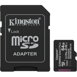 Kingston Canvas Select Plus Carte mémoire microSD 64GB microSDXC Gen3 100MB/s A1 Adaptateur SD Inclus - SDCS3/64GB