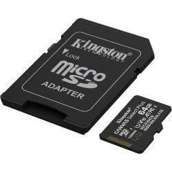 Kingston Canvas Select Plus Carte mémoire microSD 64GB microSDXC Gen3 100MB/s A1 Adaptateur SD Inclus - SDCS3/64GB