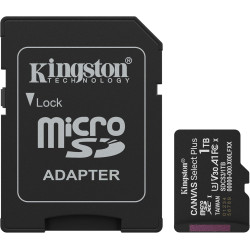 Kingston Canvas Select Plus Carte mémoire microSD 1TB microSDXC Gen3 150MB/s A1 Adaptateur SD Inclus - SDCS3/1TB