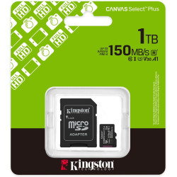 Kingston Canvas Select Plus Carte mémoire microSD 1TB microSDXC Gen3 150MB/s A1 Adaptateur SD Inclus - SDCS3/1TB