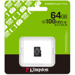 Kingston Canvas Select Plus Carte mémoire microSD 64GB micSDXC Gen3 100R A1 Adaptateur SD Non Inclus - SDCS3/64GBSP