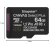 Kingston Canvas Select Plus Carte mémoire microSD 64GB micSDXC Gen3 100R A1 Adaptateur SD Non Inclus - SDCS3/64GBSP