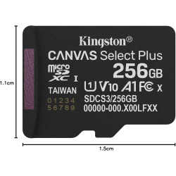Kingston Canvas Select Plus Carte mémoire microSD 256GB micSDXC Gen3 150R A1 Adaptateur SD Non Inclus - SDCS3/256GBSP